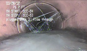 Infiltration: groundwater entering the sewer pipe under pressure at several locations in a pipe joint 